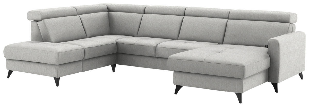 WOHNLANDSCHAFT Flachgewebe Sandfarben  - Sandfarben/Schwarz, Konventionell, Textil/Metall (215/333/174cm) - Beldomo System