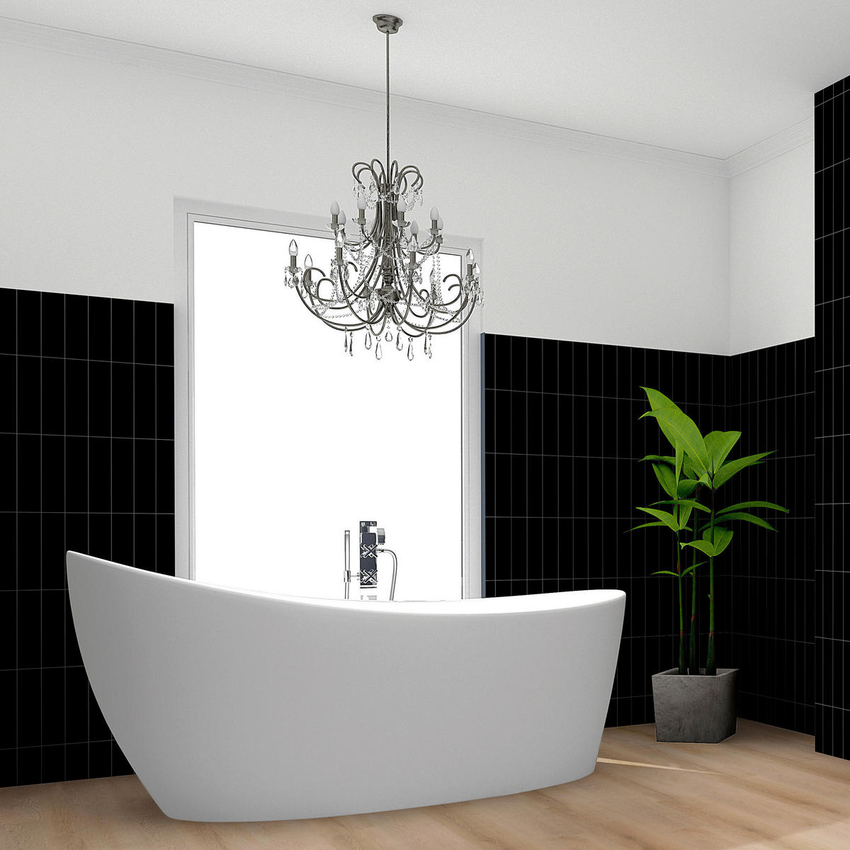 WANDPANEEL Revêt Design-Wandfliesen 3 Stück Schwarz Hochglanz  - Schwarz Hochglanz, MODERN, Kunststoff (120/60/0,37cm)