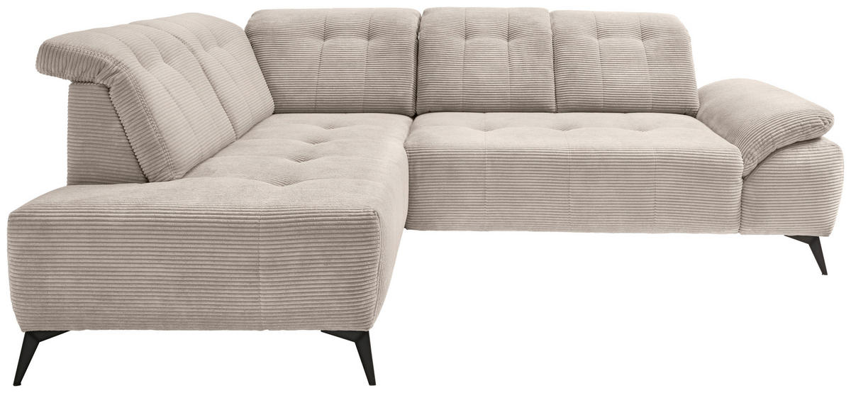 ECKSOFA in Cord Beige  - Beige/Schwarz, Modern, Textil/Metall (200/272cm) - Livetastic