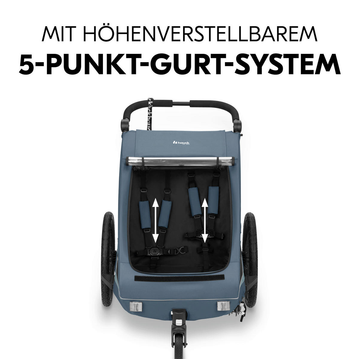 FAHRRADANHÄNGER   Dryk Duo Plus  - Graublau/Schwarz, Basics, Kunststoff/Textil (79/107/114cm) - Hauck