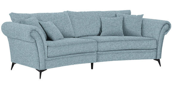 MEGASOFA Flachgewebe Graublau  - Graublau/Schwarz, ROMANTIK / LANDHAUS, Textil/Metall (273/79/125cm) - Landscape