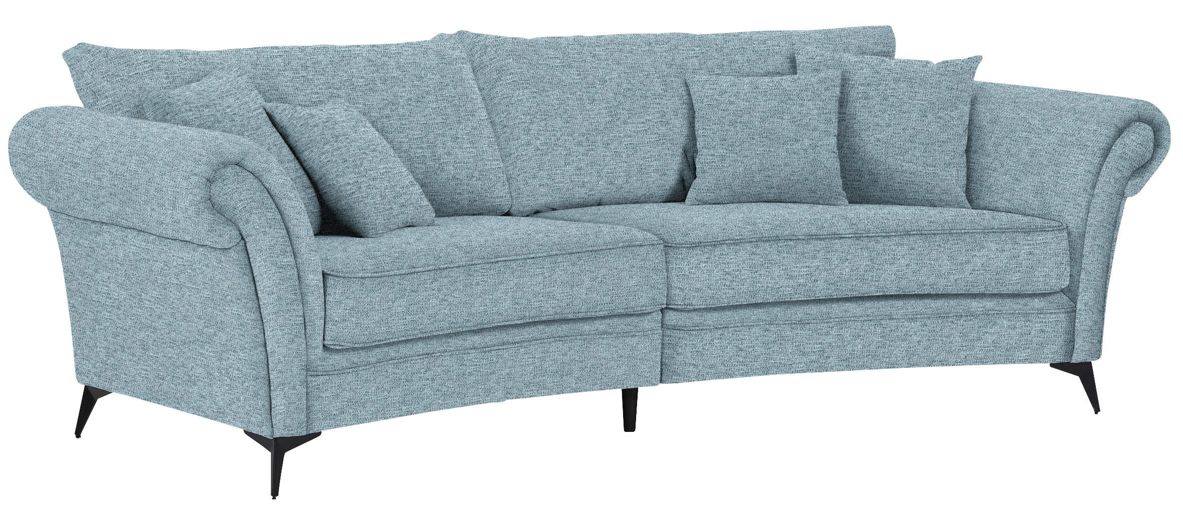 MEGASOFA Flachgewebe Graublau  - Graublau/Schwarz, Romantik / Landhaus, Textil/Metall (273/79/125cm) - Landscape