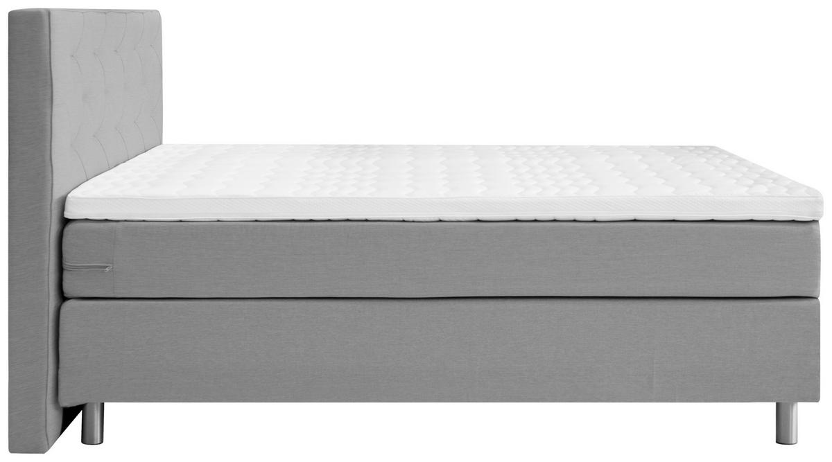 BOXSPRINGBETT 160/200 cm  in Hellgrau  - Hellgrau/Alufarben, KONVENTIONELL, Textil/Metall (160/200cm) - Welnova