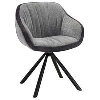 ARMLEHNSTUHL  in Eisen Chenille, Samt  - Dunkelgrau/Schwarz, Design, Textil/Metall (62/85/62cm) - Hom`in