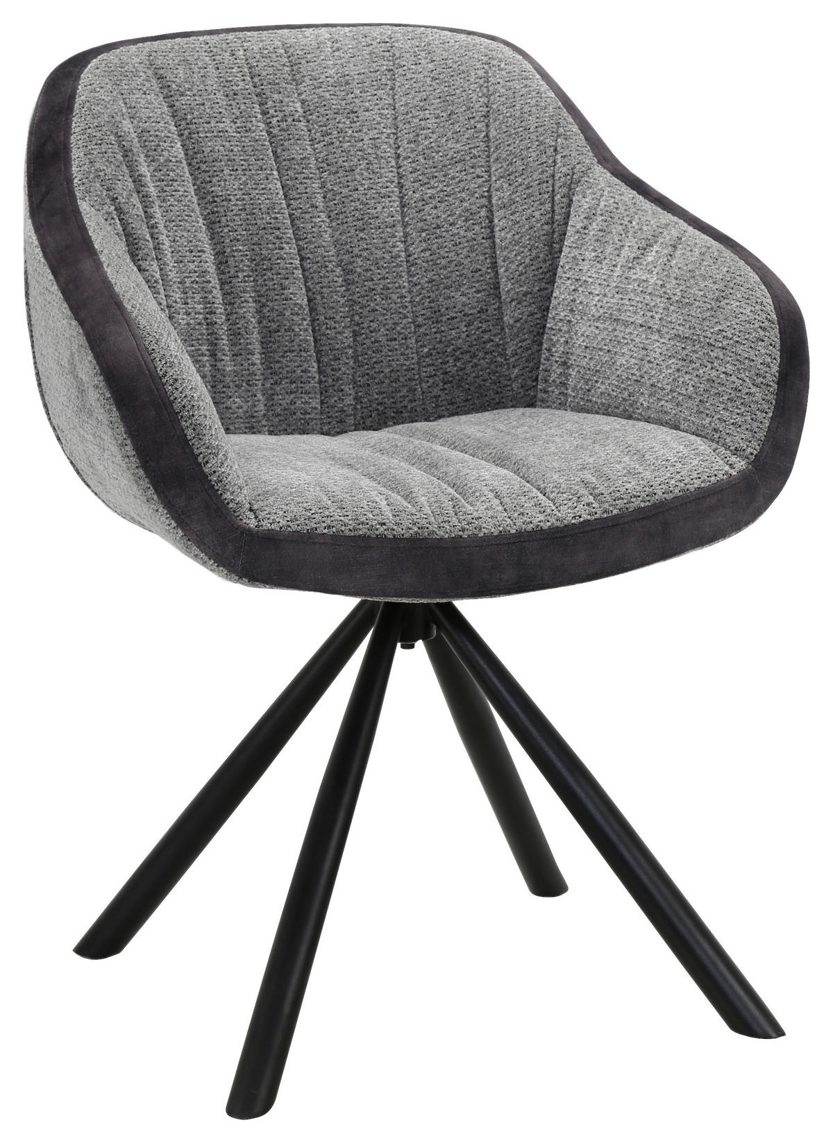 ARMLEHNSTUHL  in Eisen Chenille, Samt  - Dunkelgrau/Schwarz, Design, Textil/Metall (62/85/62cm) - Hom`in