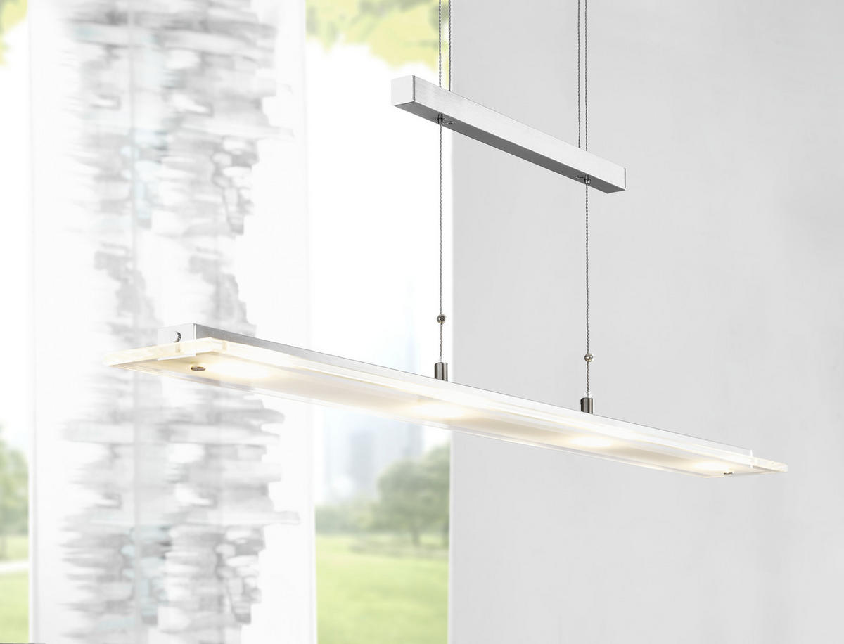 ZÁVĚSNÉ LED SVÍTIDLO, 88/9/80-150 cm  - barvy niklu, Design, kov/sklo (88/9/80-150cm)