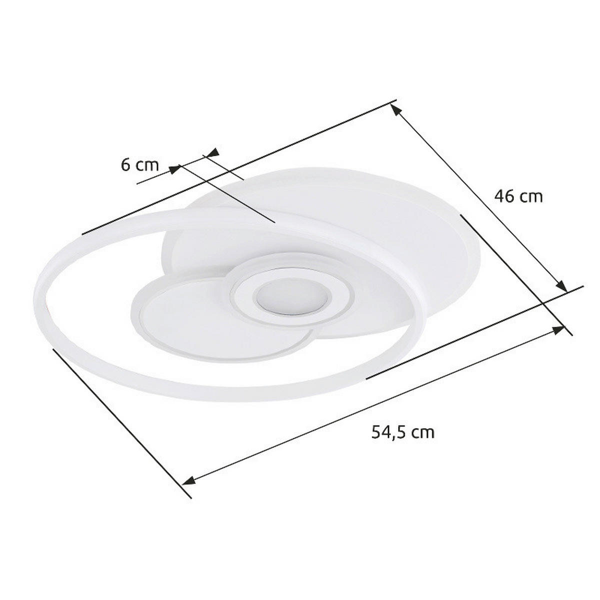LED-DECKENLEUCHTE RODERICK 54,5/46/6 cm   - Chromfarben/Opal, Design, Kunststoff/Metall (54,5/46/6cm) - Globo