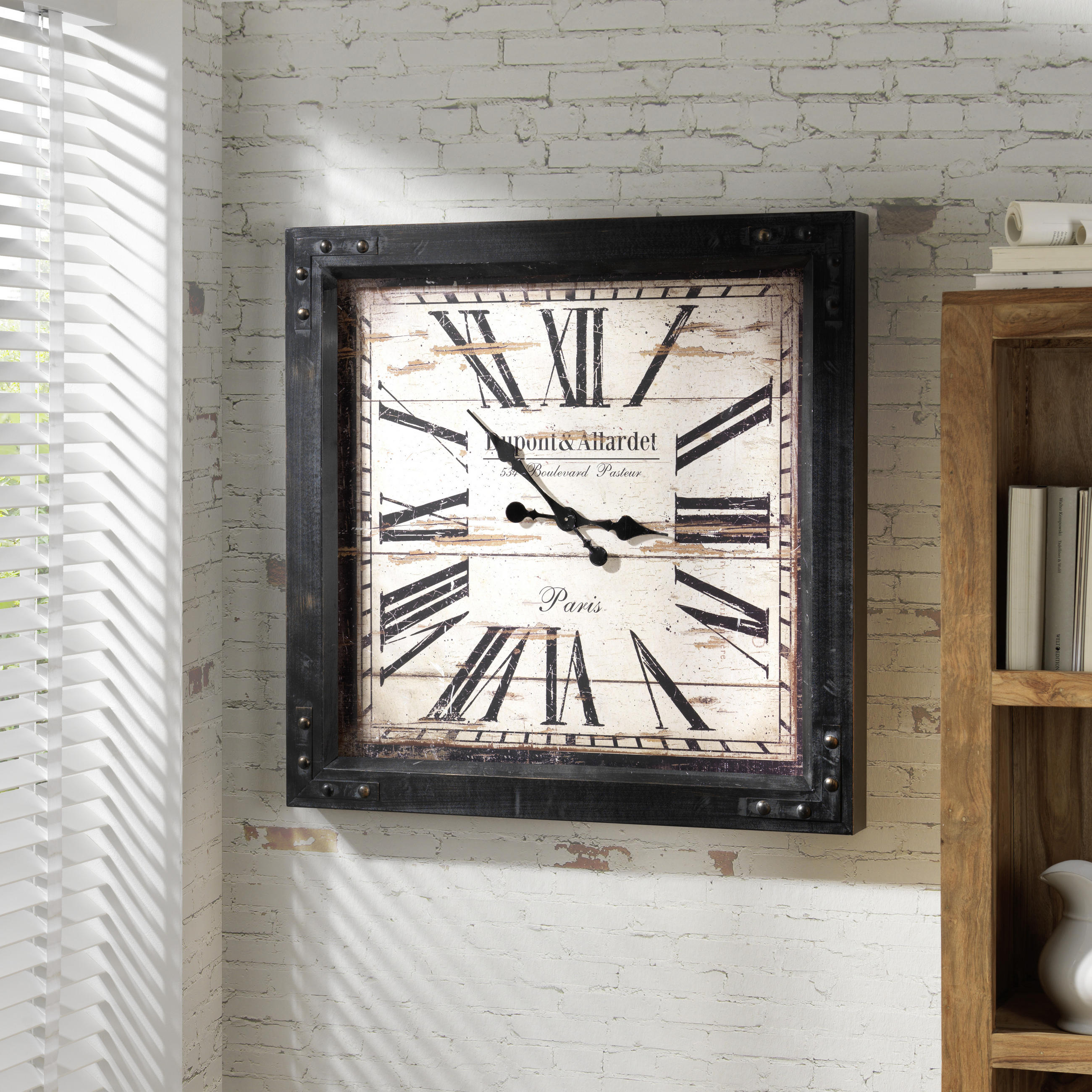 WANDUHR  Schwarz  - Schwarz, Basics, Glas/Holz (80/80cm) - Ambia Home