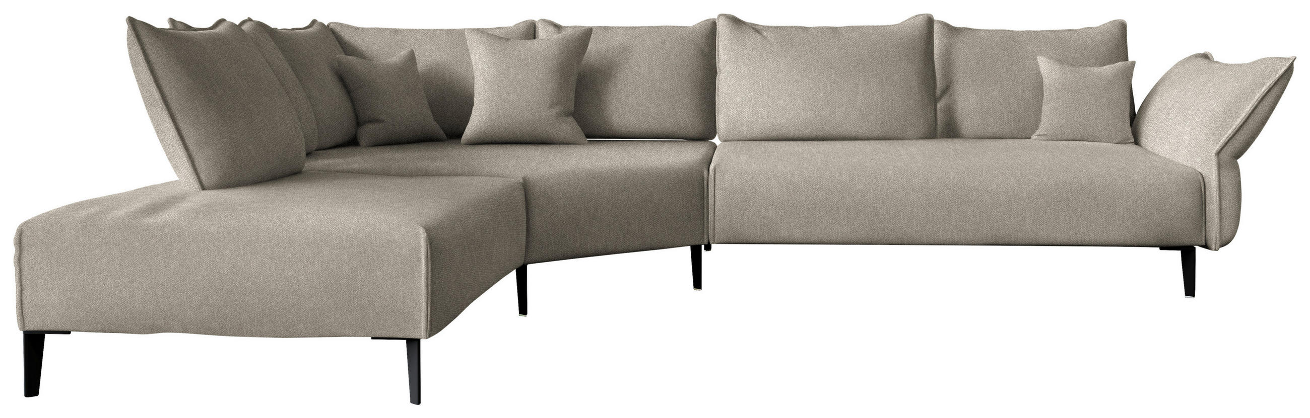 ECKSOFA  in Chenille, Flachgewebe Greige  272/340 cm  - Greige/Schwarz, MODERN, Textil/Metall (272/340cm) - W.Schillig