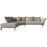 ECKSOFA  in Chenille, Flachgewebe Greige  272/340 cm  - Greige/Schwarz, MODERN, Textil/Metall (272/340cm) - W.Schillig