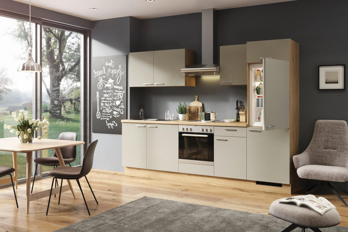 KUHINJSKI BLOK - barve nerjavečega jekla/divji hrast, Design, kovina/leseni material (280cm) - Welnova