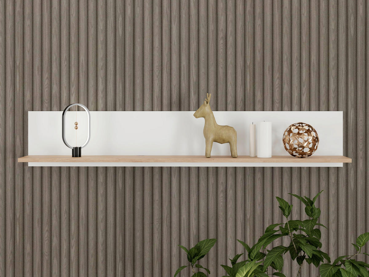 POLICA ZIDNA bijela, hrast Artisan  drvni materijal  - bijela/hrast Artisan, Basics, drvni materijal (137,5/19,5/24cm)