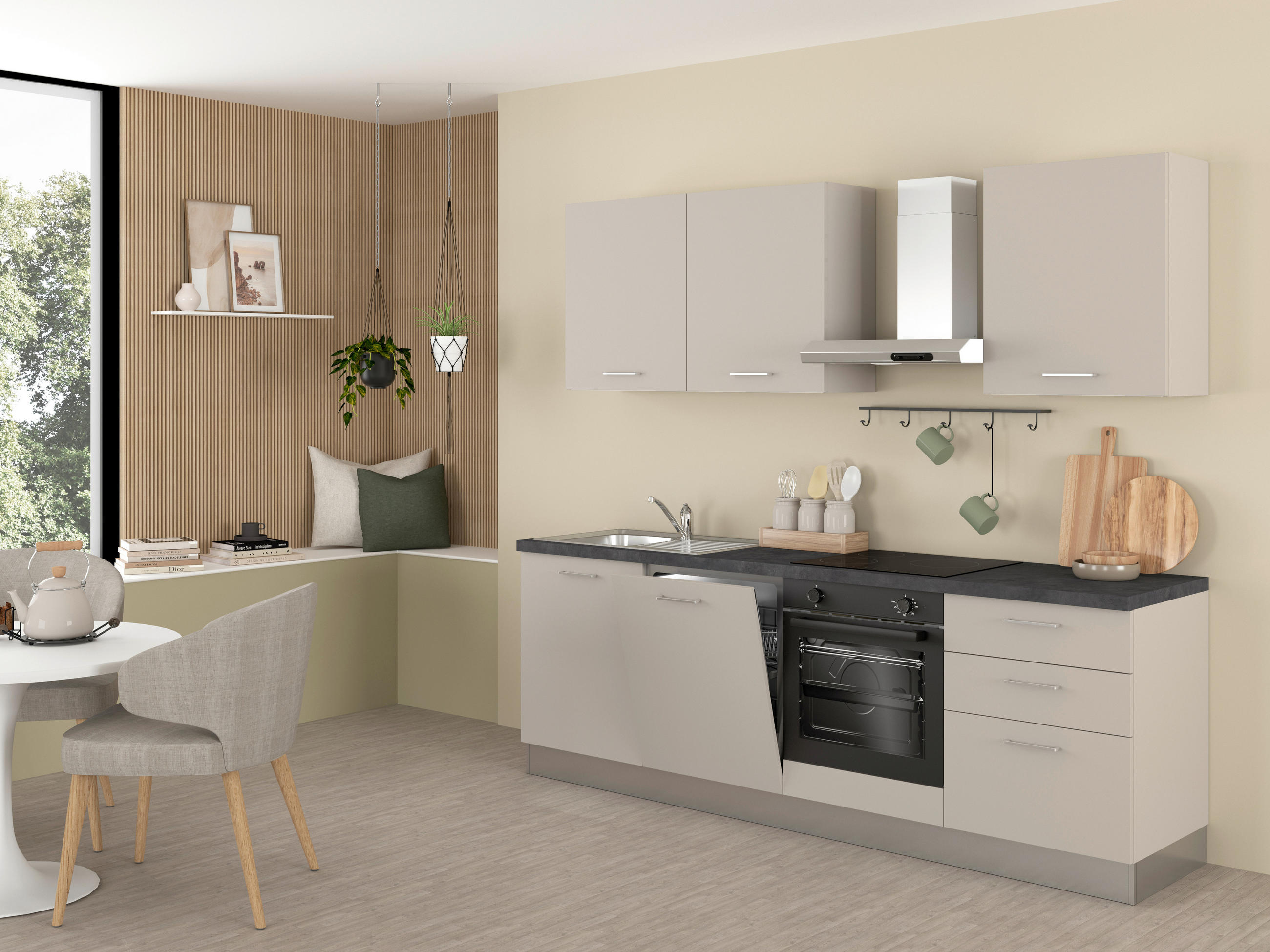 KUHINJSKI BLOK  boje bjelokosti  - magnolija/boje lave, drvni materijal/metal (240cm) - Italstyle