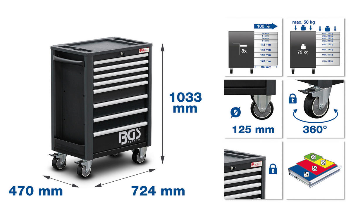 WERKSTATTWAGEN 72,4/103,3/47 cm  - Schwarz, Basics (72,4/103,3/47cm)