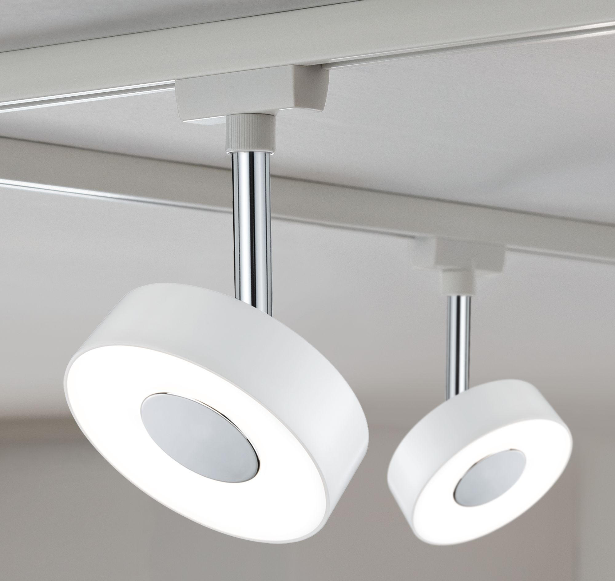 SCHIENENSYSTEM-STRAHLER - Chromfarben/Weiß, Basics, Kunststoff/Metall (9,8/14,7/5cm) - Paulmann