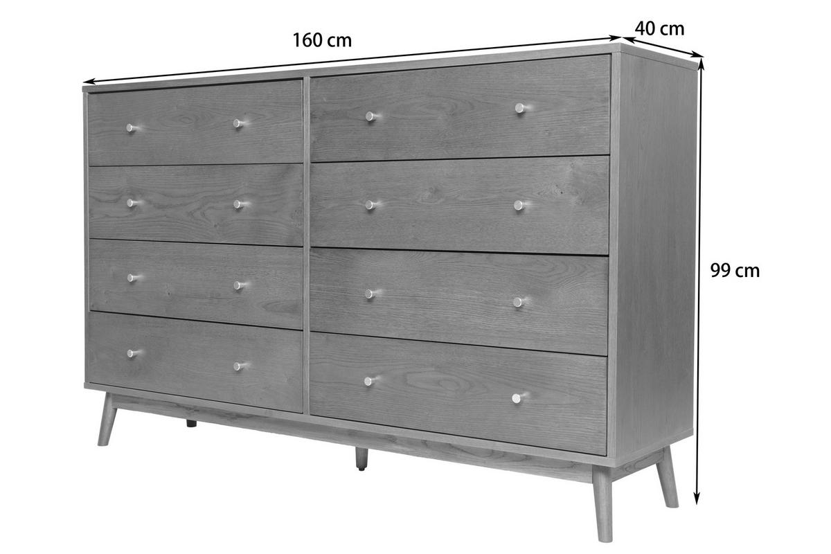 KOMMODE , 160/99/40 cm, 8 Schublade(n)  - Messingfarben/Walnussfarben, Design, Holz/Holzwerkstoff (160/99/40cm) - MID.YOU