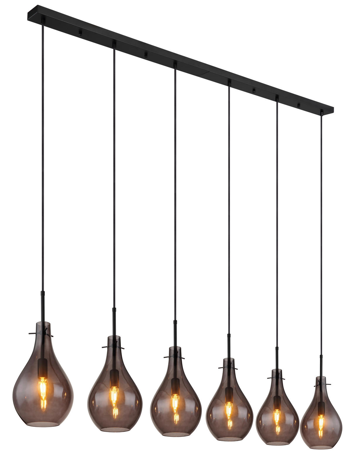 HÄNGELEUCHTE 140/18/120 cm   - Schwarz, Design, Glas/Metall (140/18/120cm) - Globo