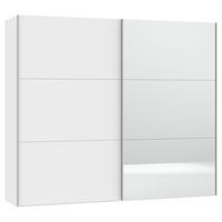 SCHWEBETÜRENSCHRANK 253/215/65 cm 2-türig Weiß  - Edelstahlfarben/Weiß, Design, Glas/Holzwerkstoff (253/215/65cm) - Boxxx