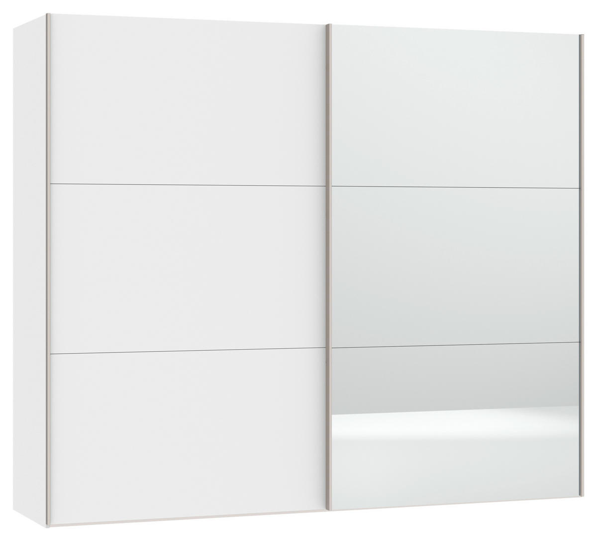 SCHWEBETÜRENSCHRANK 253/215/65 cm 2-türig Weiß  - Edelstahlfarben/Weiß, Design, Glas/Holzwerkstoff (253/215/65cm) - Boxxx