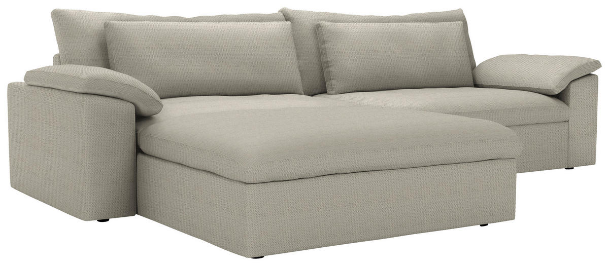 ECKSOFA  Chenille Hellbraun  - Hellbraun/Schwarz, Modern, Kunststoff/Textil (198/306cm) - Carryhome