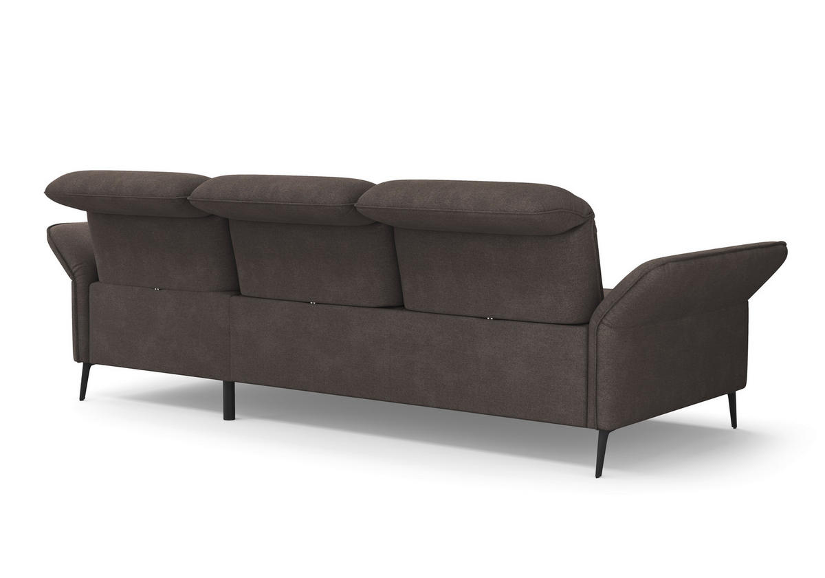 ECKSOFA in Flachgewebe Graphitfarben  - Schwarz/Graphitfarben, Konventionell, Textil/Metall (264/198cm) - Sit & More