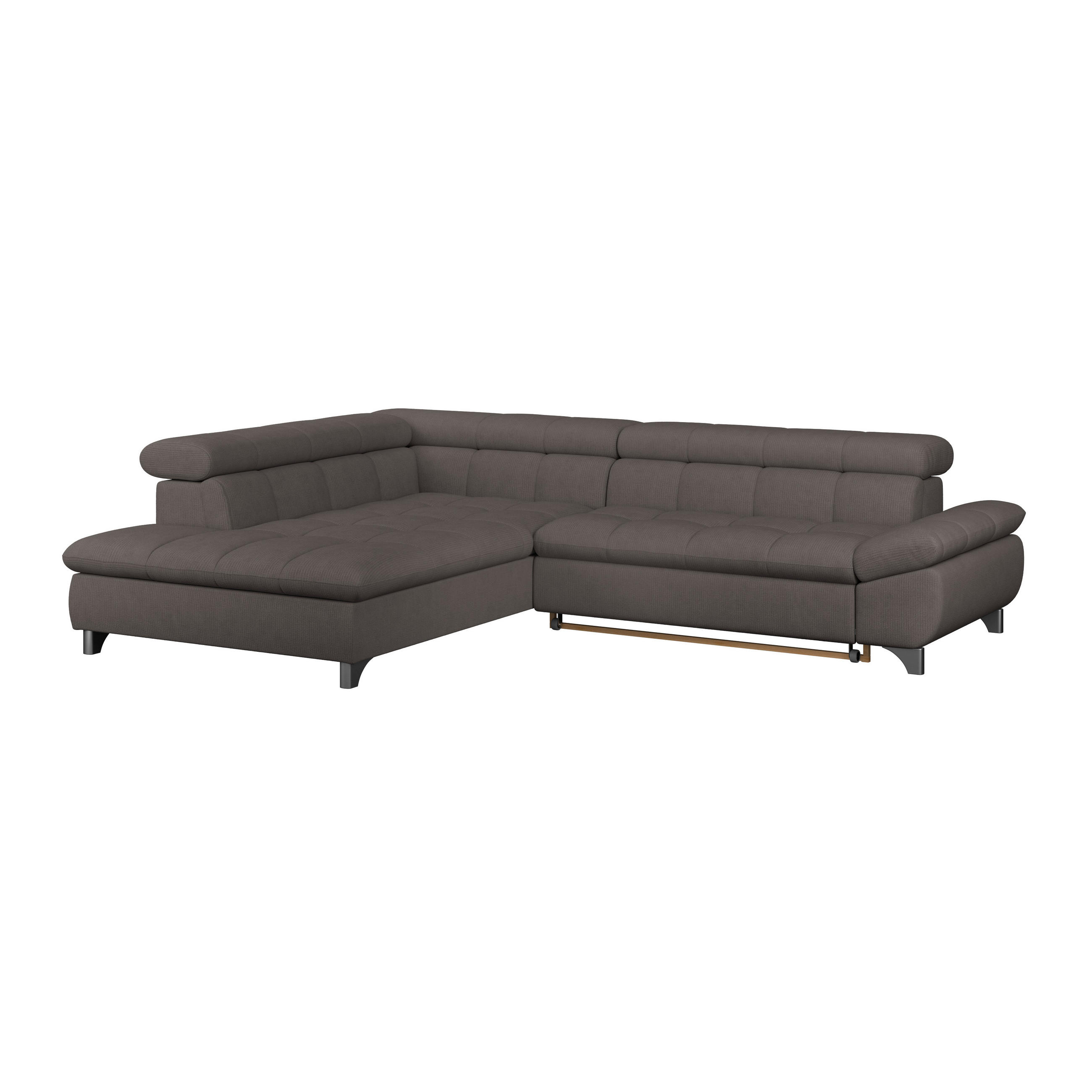 ECKSOFA Braun Chenille  - Chromfarben/Braun, KONVENTIONELL, Textil/Metall (234/312cm) - Livetastic