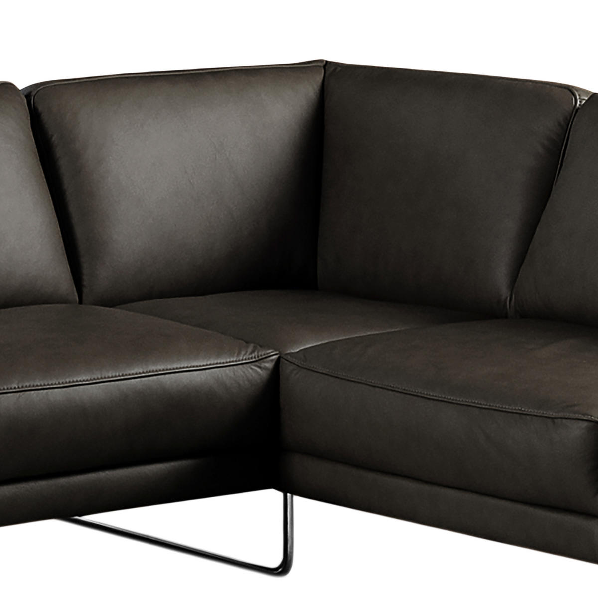 ECKSOFA in Echtleder Schwarz  273/250 cm  - Chromfarben/Schwarz, Design, Leder/Metall (273/250cm) - Livetastic