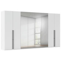 DREHTÜRENSCHRANK 400/235/61 cm,  in Weiß, 8-türig  - Chromfarben/Schwarz, Basics, Glas/Holzwerkstoff (400/235/61cm) - Novel
