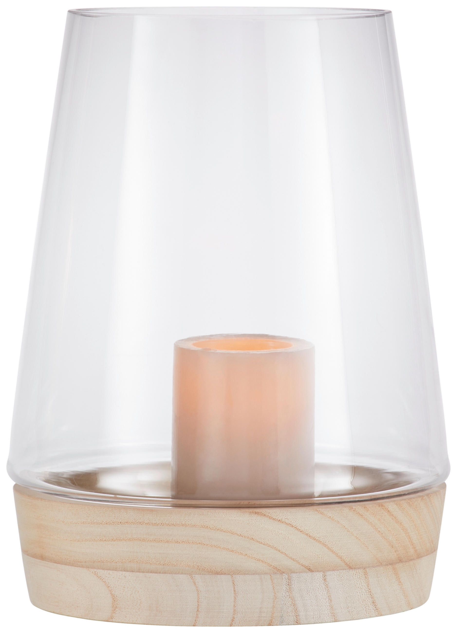 WINDLICHT Naturfarben 22/28 cm  - Naturfarben, LIFESTYLE, Glas/Holz (22/28cm) - Ambia Home