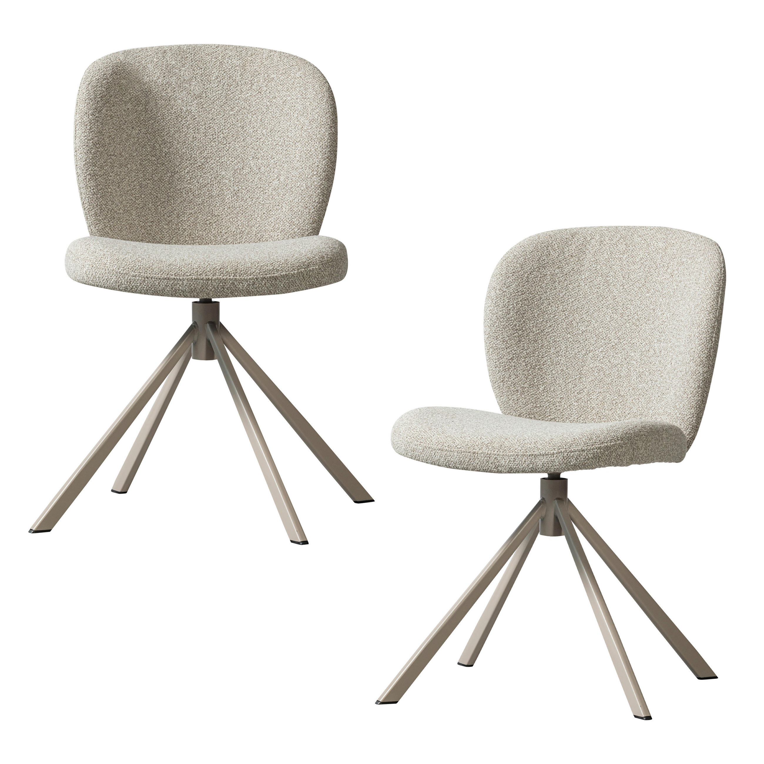 STUHL-SET 2 Stück  in Bouclé Textil  - Naturfarben, Design, Textil/Metall (58/80/65cm) - Livetastic