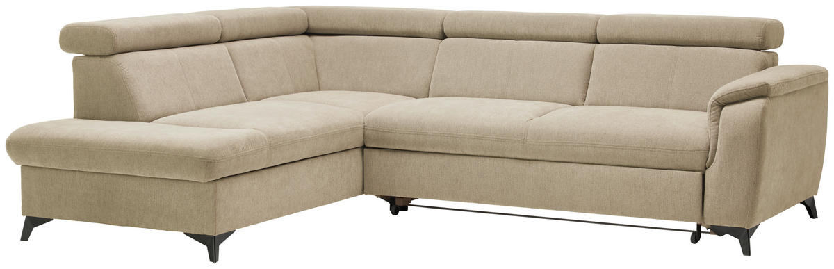 ECKSOFA in Chenille Naturfarben  - Schwarz/Naturfarben, Design, Textil/Metall (203/260cm) - Stylife