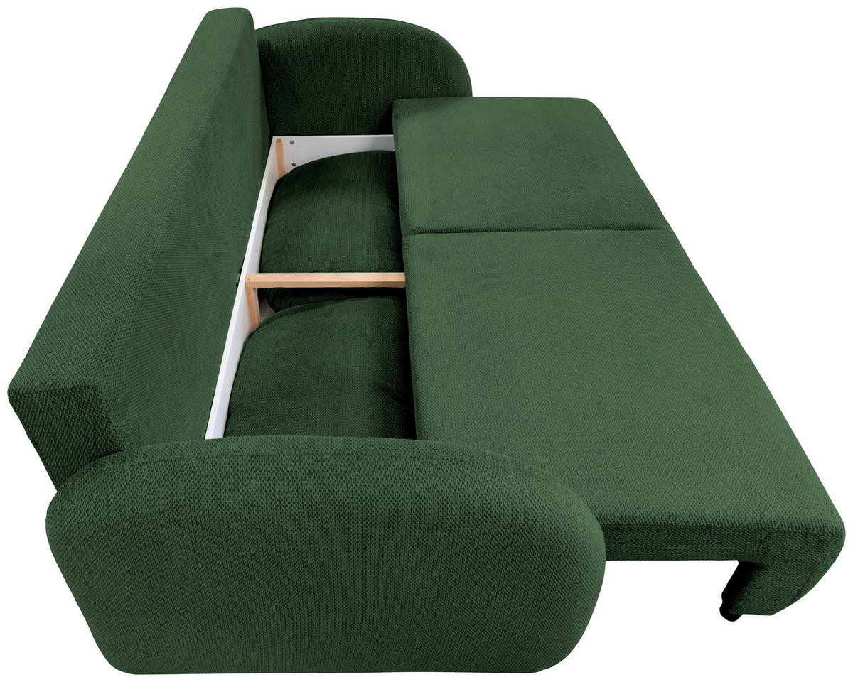 SCHLAFSOFA ROMA  mit Struktur Dunkelgrün  - Dunkelgrün/Schwarz, Design, Textil (230/90/105cm) - MID.YOU