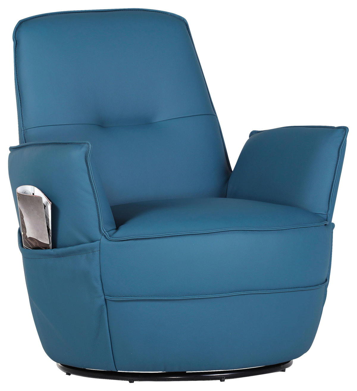 XXL-FÅTÖLJ i läder petrol  - petrol/svart, Design, metall/läder (83/90/85cm) - MID.YOU