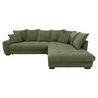ECKSOFA Grün Cord Rückenkissen, Armlehnenkissen, Bettkasten, Schlaffunktion, Rücken echt, Liegefläche im Originalstoff  - Schwarz/Grün, KONVENTIONELL, Kunststoff/Textil (304/212cm) - Carryhome