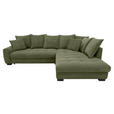 ECKSOFA Grün Cord Rückenkissen, Armlehnenkissen, Bettkasten, Schlaffunktion, Rücken echt, Liegefläche im Originalstoff  - Schwarz/Grün, KONVENTIONELL, Kunststoff/Textil (304/212cm) - Carryhome