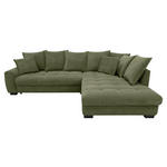 ECKSOFA Grün Cord Rückenkissen, Armlehnenkissen, Bettkasten, Schlaffunktion, Rücken echt, Liegefläche im Originalstoff  - Schwarz/Grün, KONVENTIONELL, Kunststoff/Textil (304/212cm) - Carryhome