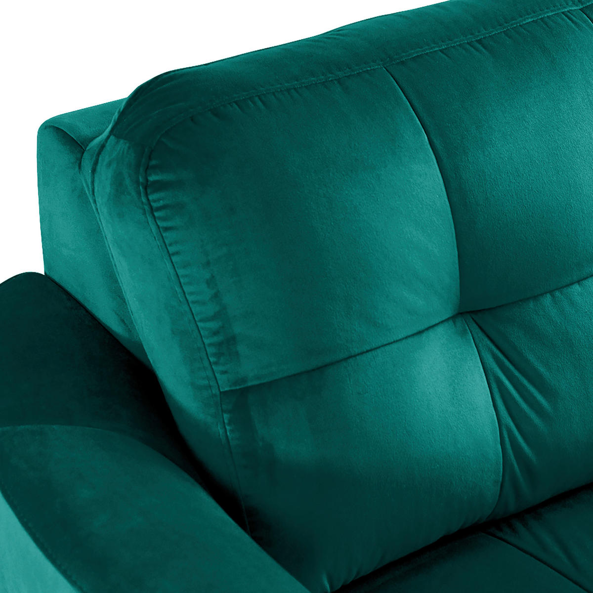 ECKSOFA Petrol Samt  - Buchefarben/Petrol, Design, Holz/Textil (236/190cm) - Livetastic