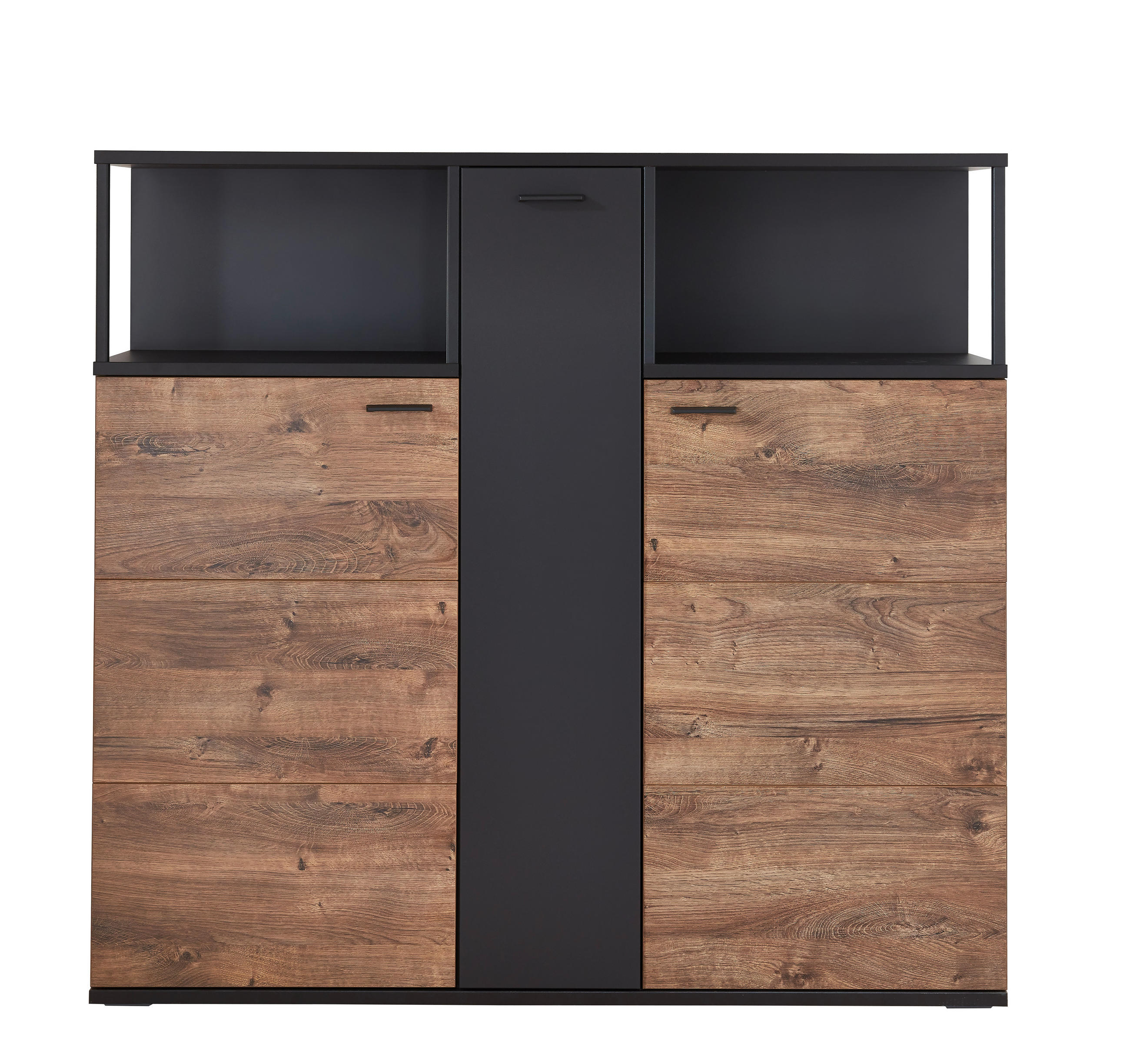 Thumbnail - Cantus Highboard, Eiche, Dunkelgrau, Holzwerkstoff, 6 Fächer, 150x140x44 cm, Beimöbel erhältlich, stehend, Wohnzimmer, K...