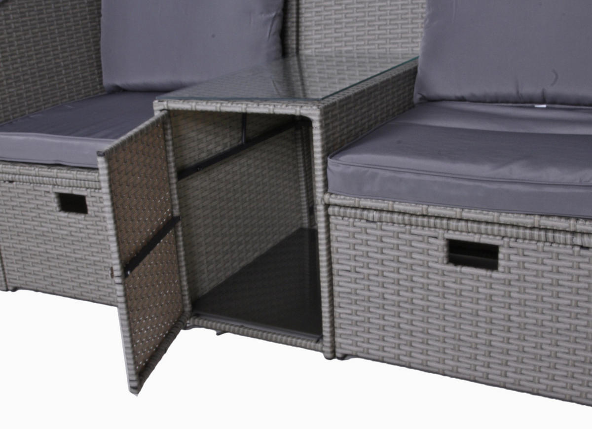 LOUNGEGARNITUR Stahl  - Grau/Grün, Basics, Kunststoff/Textil - Gardenson