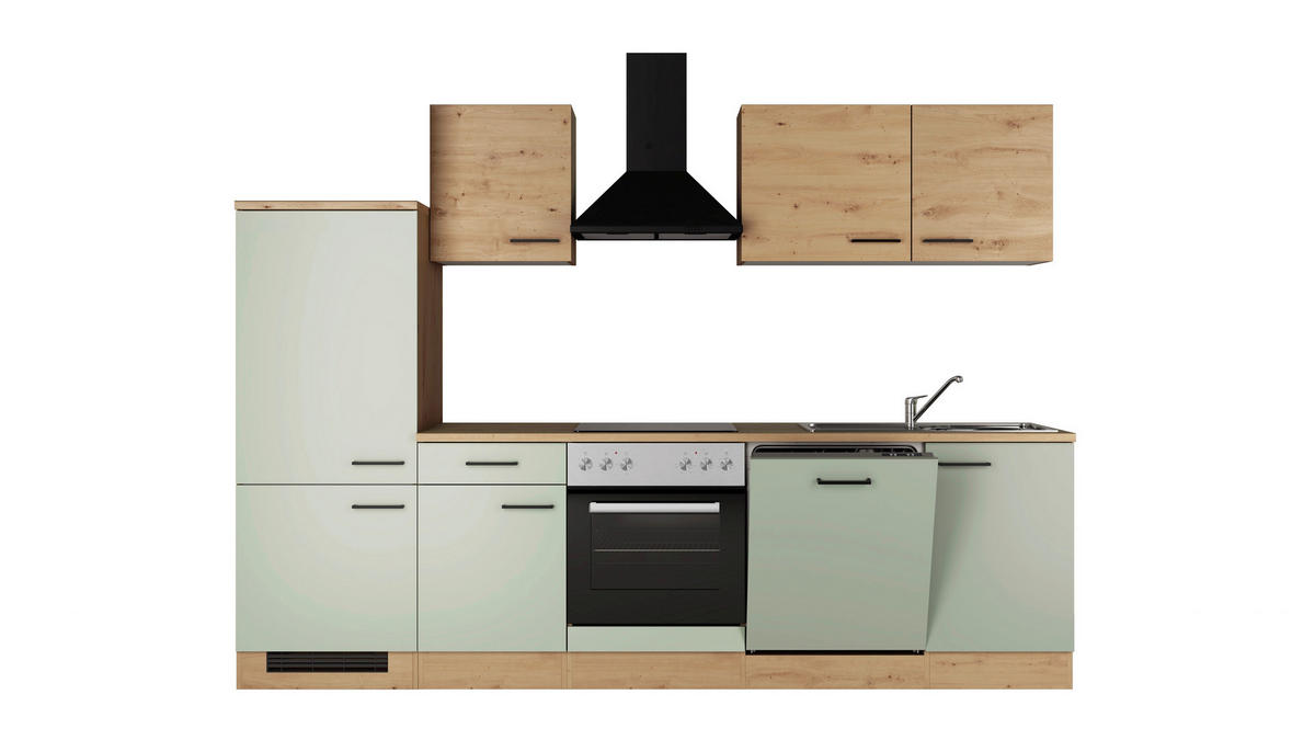 KUCHYNSKÝ BLOK 280 cm - čierna/trstinovozelená, Trend, kov/kompozitné drevo (280cm) - FlexWell