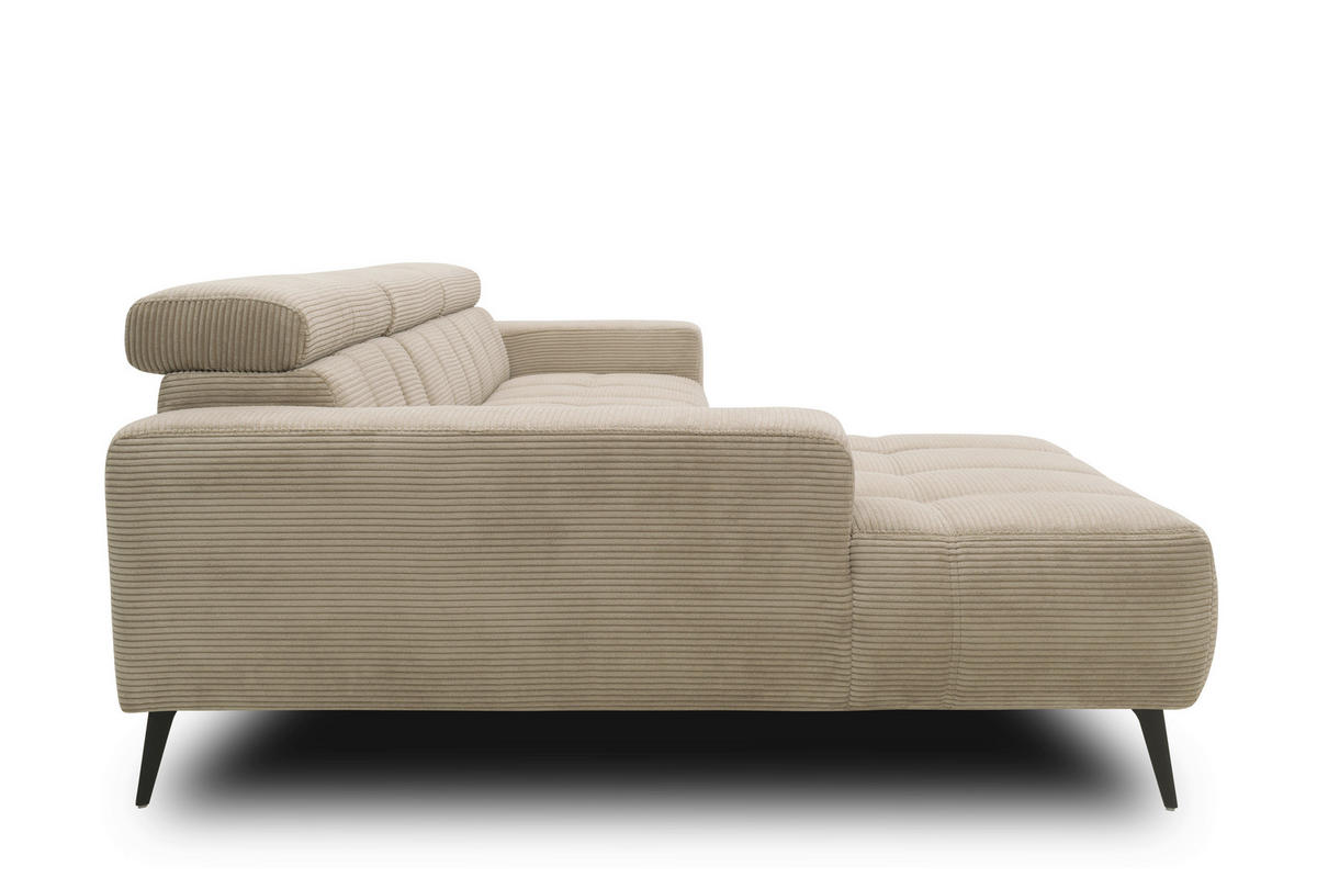 ECKSOFA TRENTO Taupe Mikrofaser  - Taupe/Dunkelgrau, MODERN, Textil/Metall (287/175cm) - MID.YOU