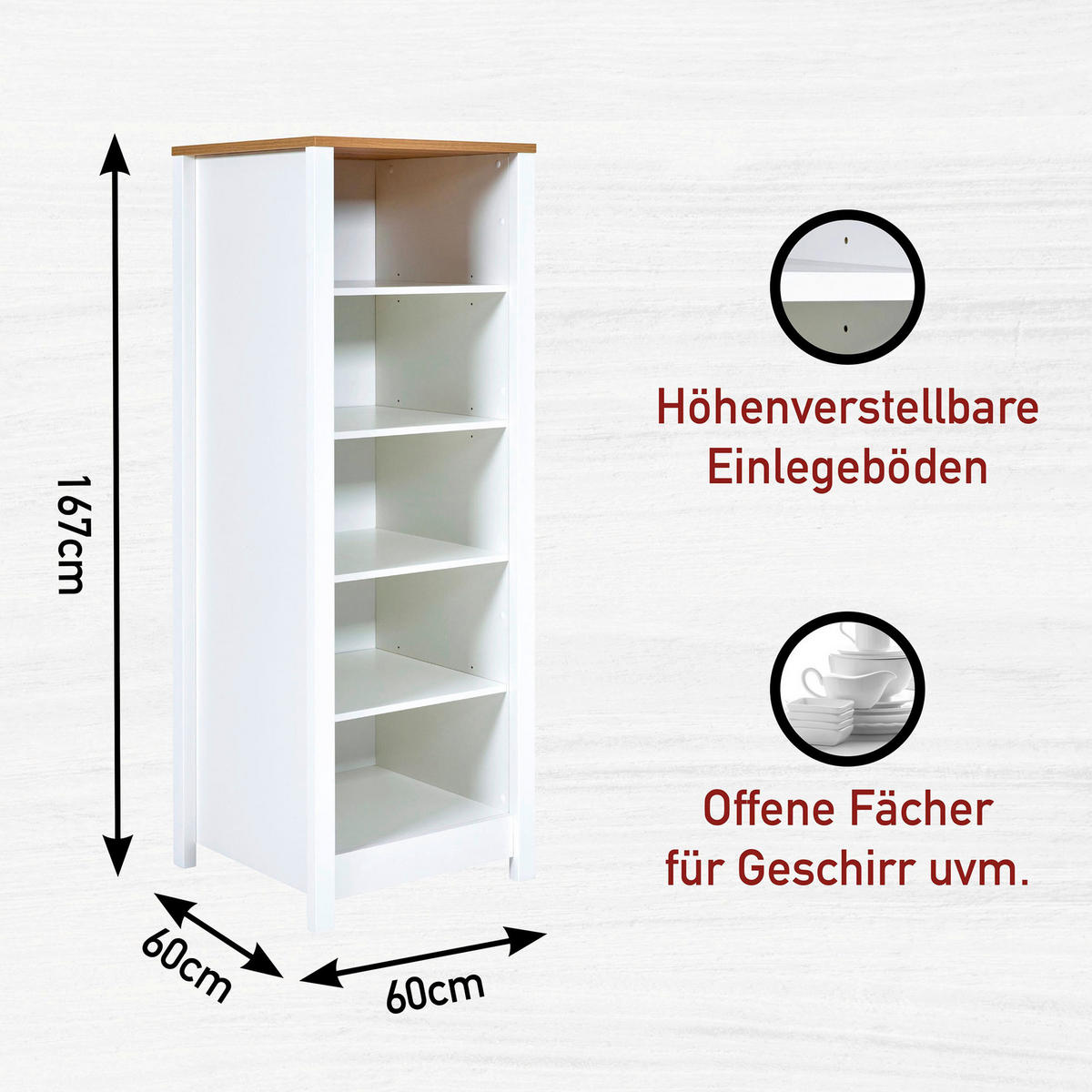 KÜCHENLEERBLOCK   in Weiß, Eiche Artisan  - Silberfarben/Weiß, MODERN, Glas/Holzwerkstoff (430/227/60cm) - home24