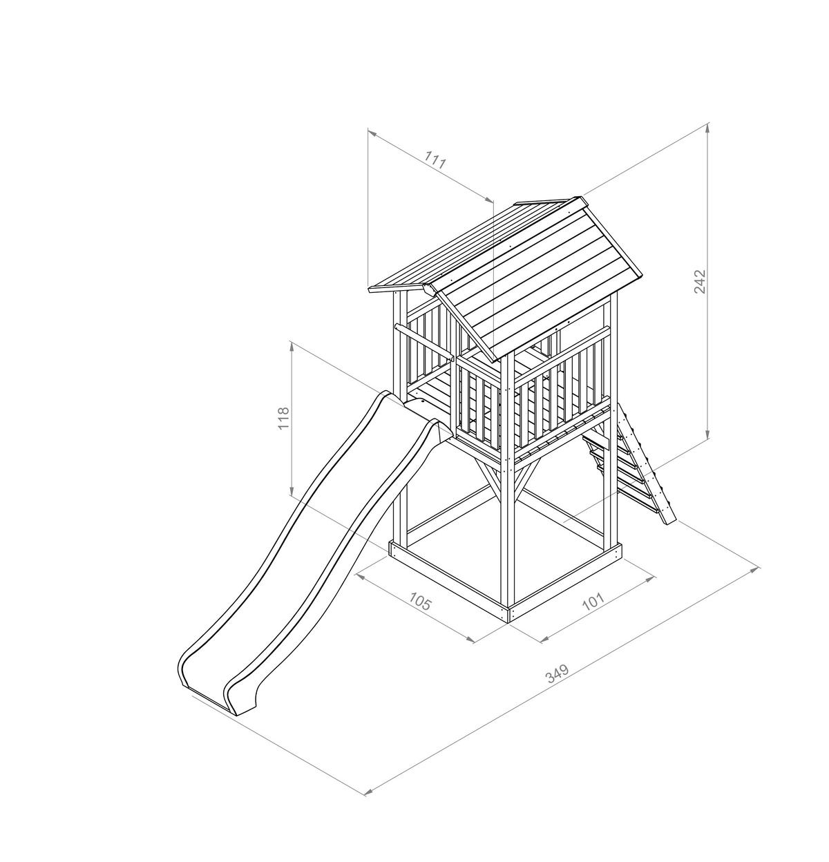 Spielhaus  Beach Tower Basic 101/242/349 cm axi  - Blau/Weiß, Basics, Holz (101/242/349cm) - Ambia Garden