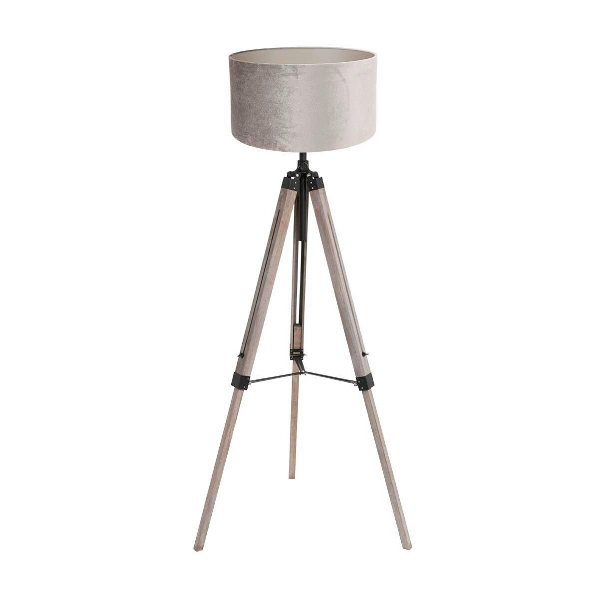 STEHLEUCHTE - Eiche grau/Silberfarben, Trend, Naturmaterialien/Holz (75/170/75cm)