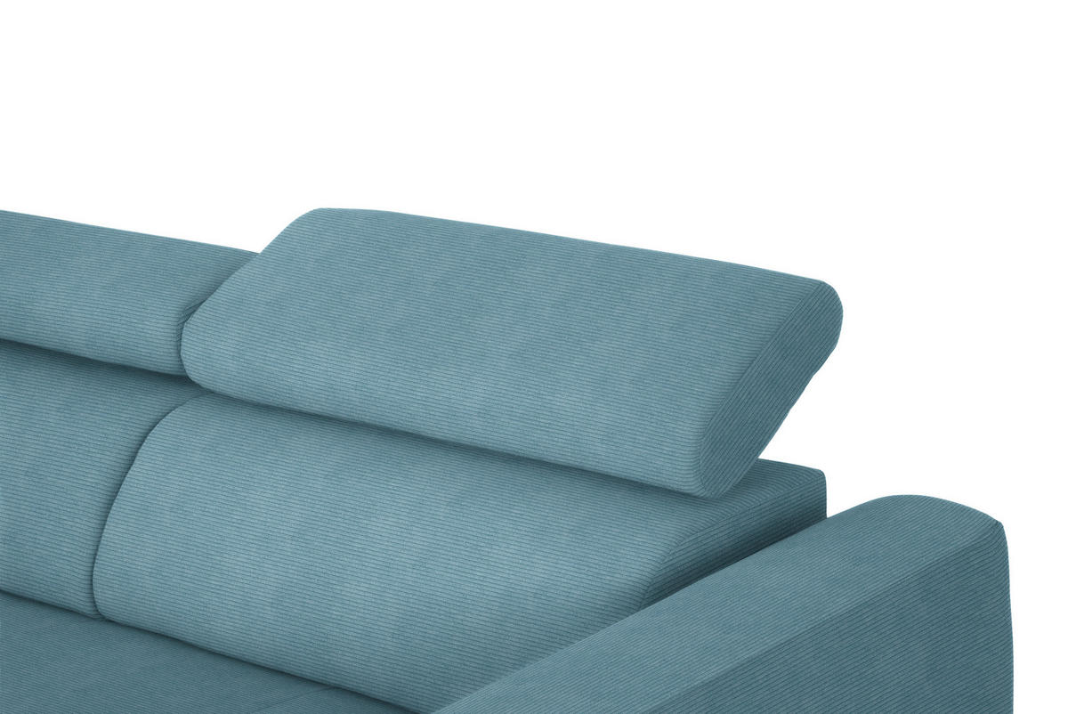 ECKSOFA in Feincord Türkis  - Türkis/Schwarz, Design, Textil/Metall (205/280cm) - MID.YOU