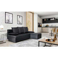 ECKSOFA Anthrazit Webstoff  - Anthrazit/Schwarz, Design, Kunststoff/Textil (201/143cm) - MID.YOU