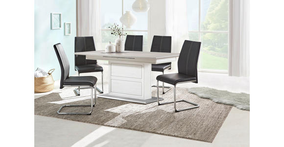 ESSTISCH Grau, Weiß rechteckig ausziehbar - Weiß/Grau, LIFESTYLE, Holzwerkstoff (180-220/90/76,2cm) - Hom`in