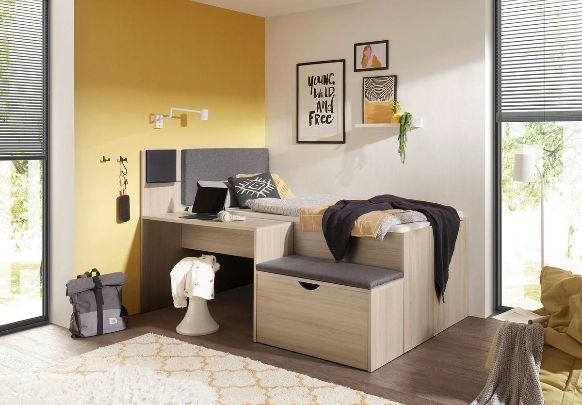 POSTEĽ S PRIESTOROM NA HRU 90/200 cm,  - farba duba, Konventionell, kompozitné drevo (90/200cm) - Carryhome