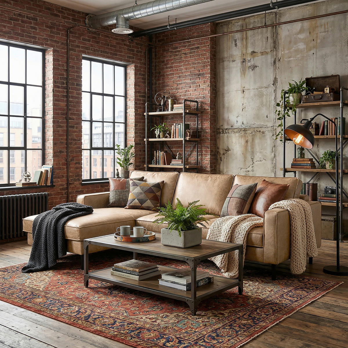 ECKSOFA Sandfarben Echtleder Lederlook Rücken echt  - Sandfarben, Design, Leder/Textil (166/238cm) - Livetastic