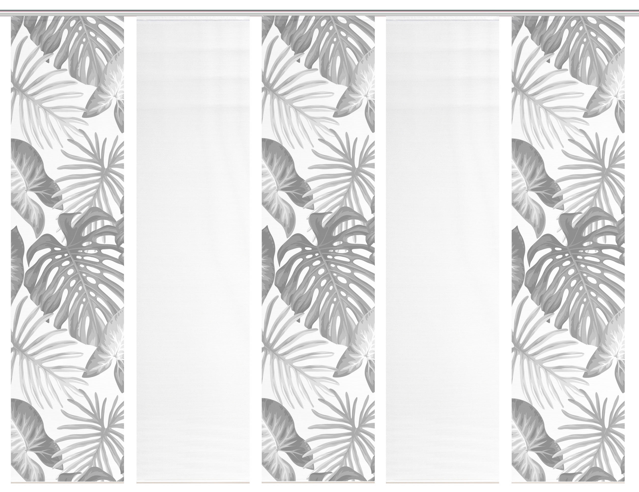 FLÄCHENVORHANG  5 Stück  blickdicht  60/260 cm   - Weiß/Grau, Natur, Textil (60/260cm)